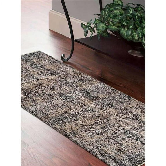 Glitzy Rugs 2 ft. 6 in. x 9 ft. 10 in. Machine Woven Crossweave Polyester Oriental Runner Rug, Brown