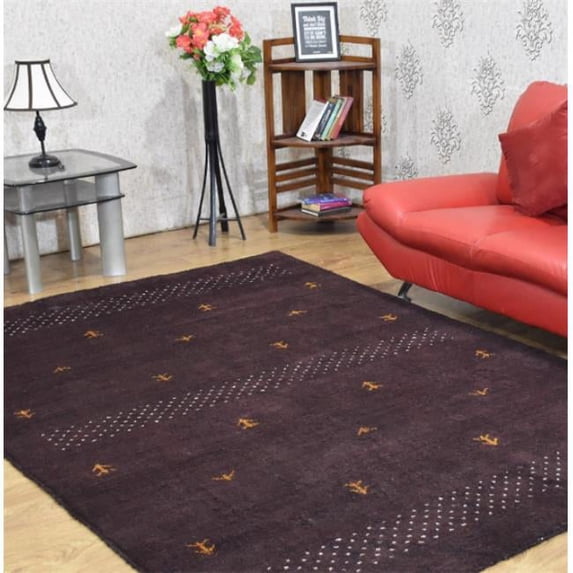 Glitzy Rugs 6 x 9 ft. Hand Knotted Gabbeh Silk Mix Rectangle Contemporary Area Rug - Brown - 6 x 9 ft.