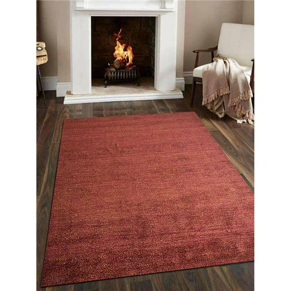 Glitzy Rugs 6 x 9 ft. Hand Knotted Gabbeh Silk Mix Solid Rectangle Area Rug - Red & Gold