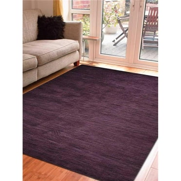 Glitzy Rugs  Hand Knotted Gabbeh Wool Solid Rectangle Area Rug - Purple - 8 x 10 ft.