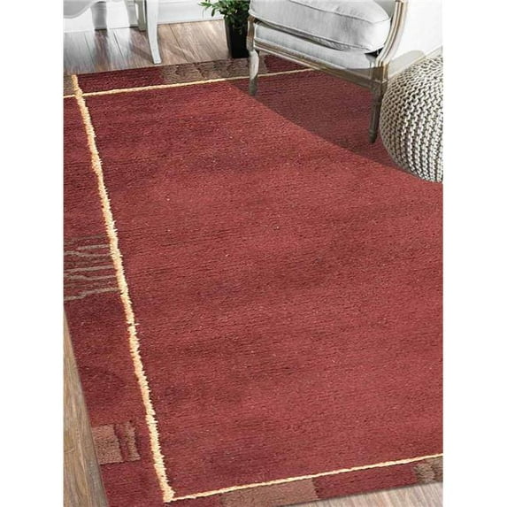 Glitzy Rugs Hand Knotted Tibbati Wool Contemporary Rectangle Area Rug - Red - 5 ft. 7 in. x 7 ft. 10 in.