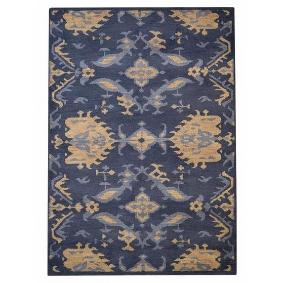 Glitzy Rugs UBSN00908K0003A15 8 x 10 ft. Hand Knotted Wool Floral Rectangle Area Rug, Blue