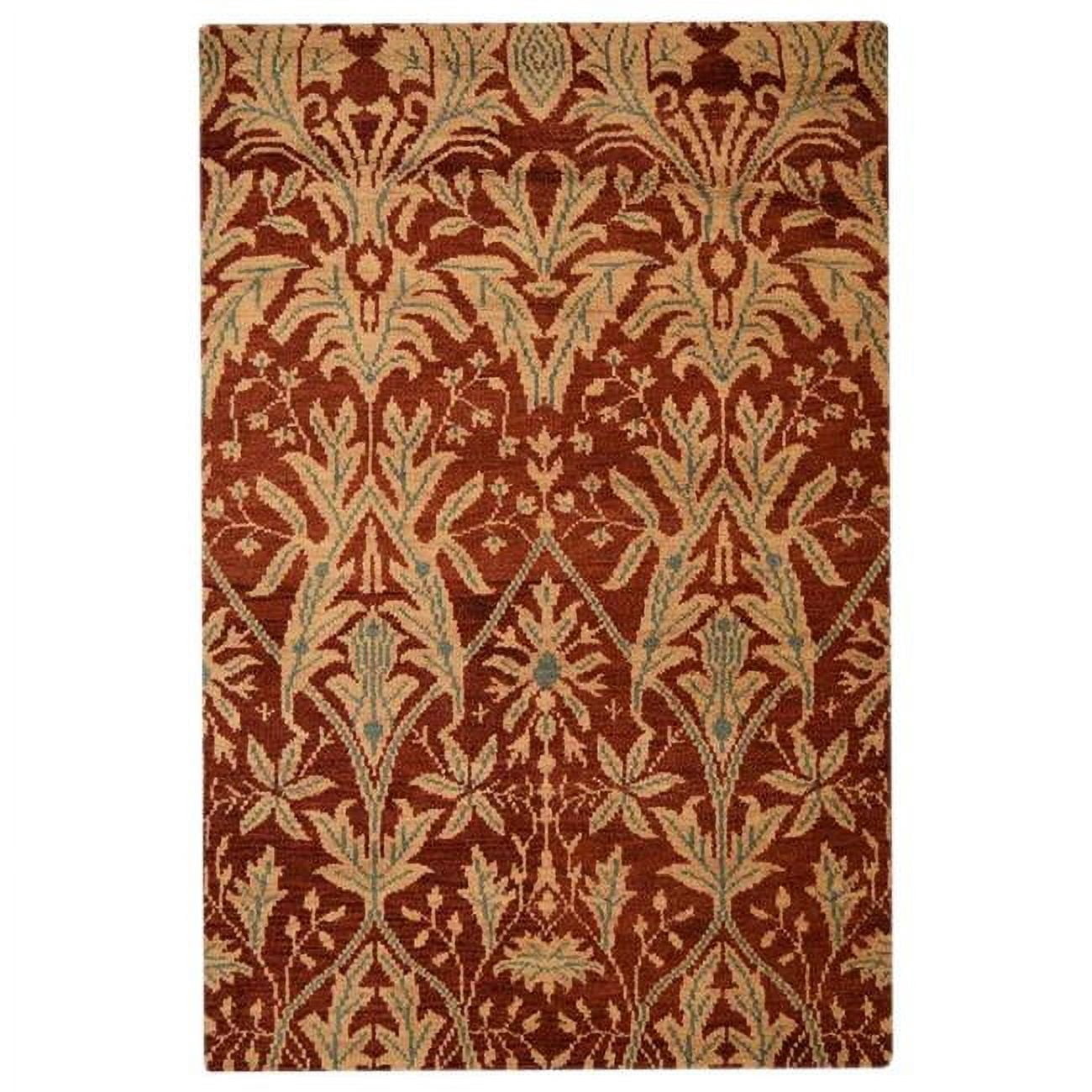 Floral Rectangular Rug Glitzy Rugs Hand Knotted Wool Floral Rectangle Area Rug - Red & Gold ...