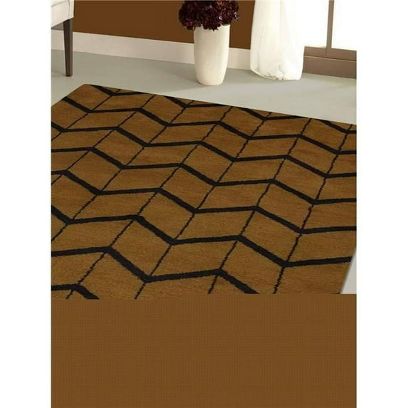 Glitzy Rugs UBSN01052K1206A15 8 x 10 ft. Hand Knotted Wool Geometric Rectangle Area Rug, Gold & Charcoal