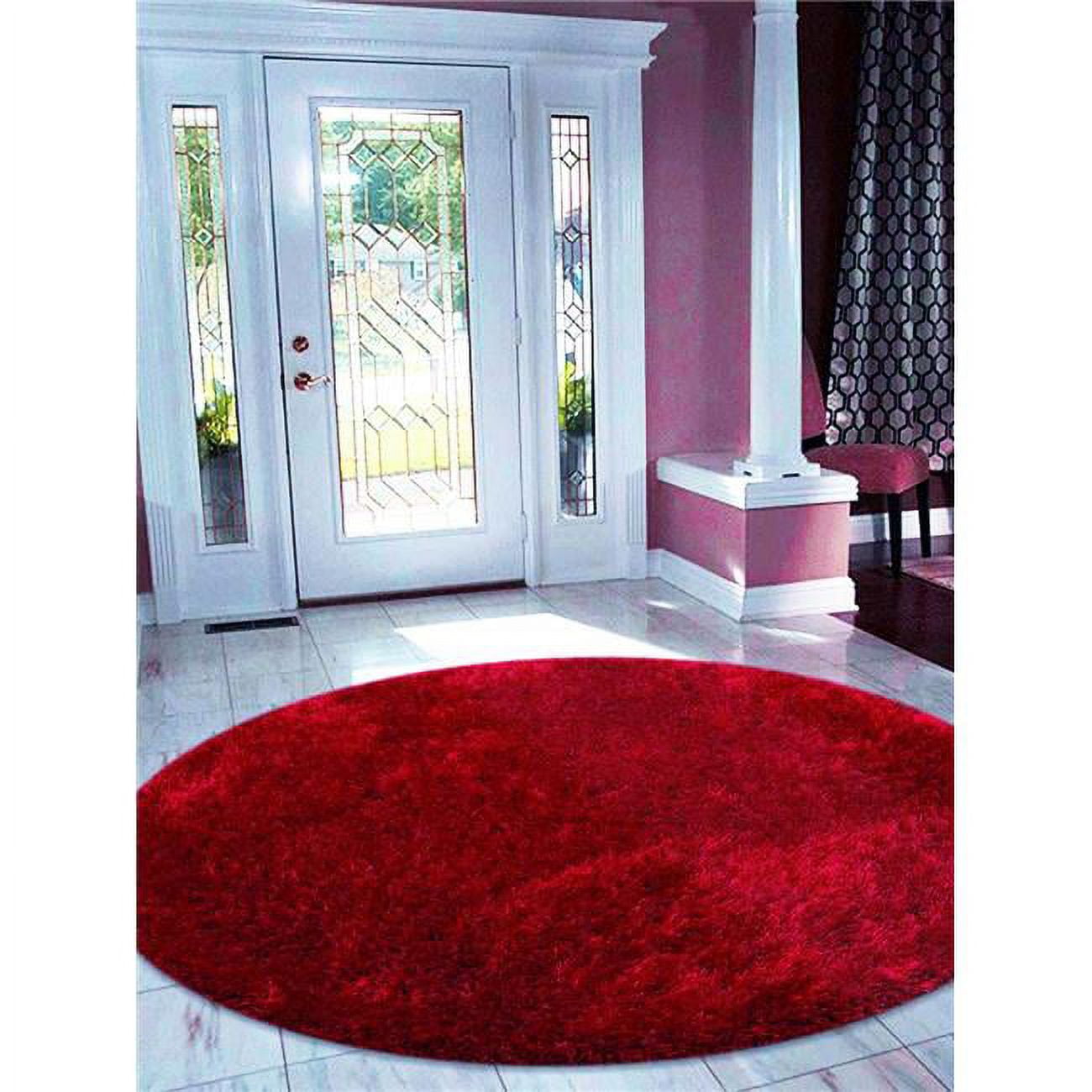 Glitzy Rugs Hand Tufted Shag Polyester 8 x 8 ft. Round Solid Area Rug ...