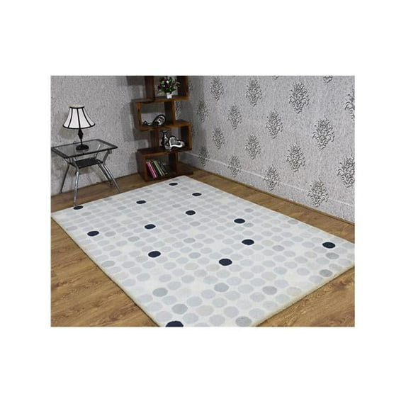 Glitzy Rugs Hand Tufted Wool Contemporary Rectangle Area Rug - Cream - 5 ft. x 7 ft. 6 in.