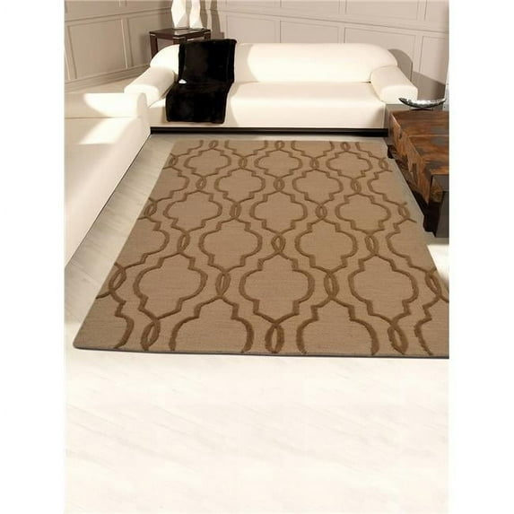 Glitzy Rugs Hand Tufted Wool Geometric Area Rug - Light Gold Brown - 9 x 12 ft.