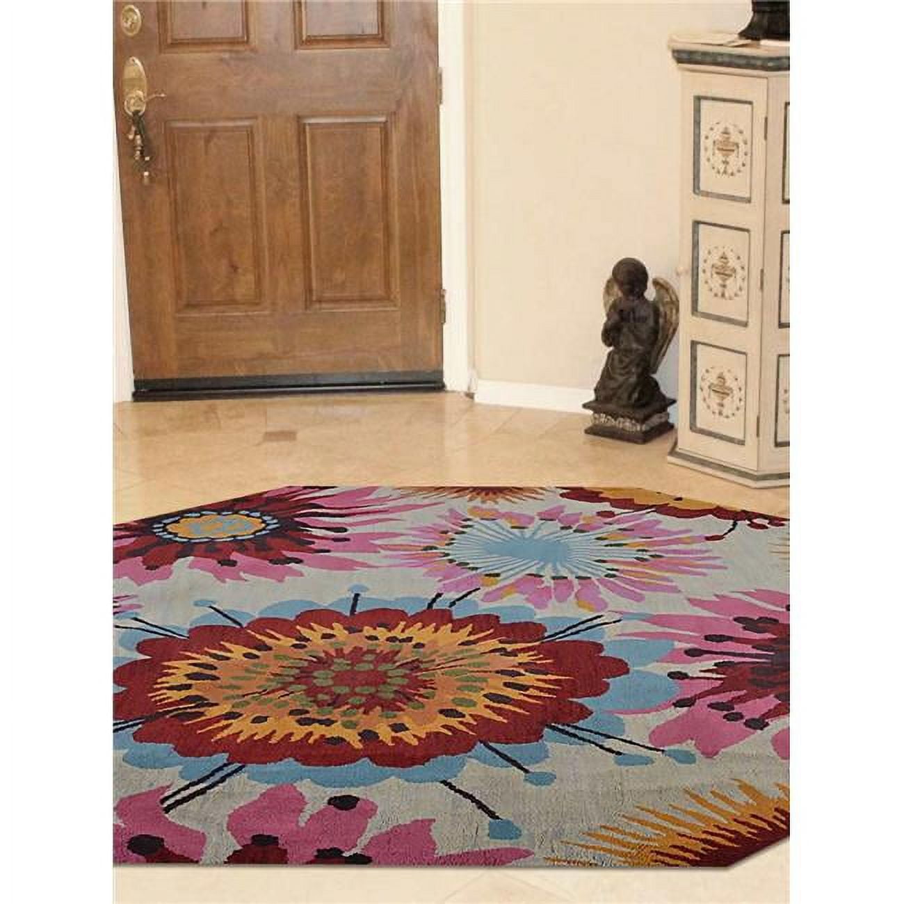 Glitzy Rugs Hand Tufted Wool Octagon Floral Area Rug - Cream - 8 x 8 ft ...