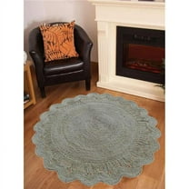 Glitzy Rugs  Hand Woven Jute Eco-Friendly Solid Round Area Rug - White - 5 x 5 ft.