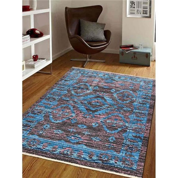 Glitzy Rugs Machine Woven Crossweave Polyester Oriental Rectangle Area Rug - Brown - 3 ft. 11 in. x 5 ft. 10 in.