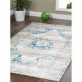 thumbnail image 1 of Glitzy Rugs  Machine Woven Crossweave Polyester Oriental Rectangle Area Rug - Ivory & Blue - 4 ft. 8 in. x 6 ft. 9 in., 1 of 1
