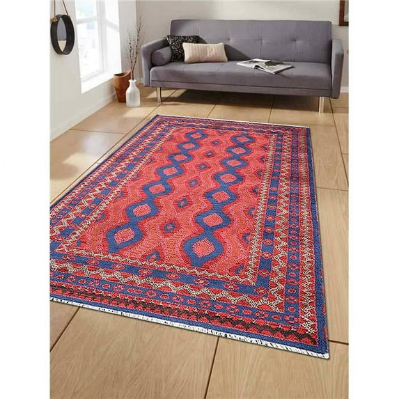 Glitzy Rugs UBSAF0113K0000A11 6 x 9 ft. Hand Knotted Afghan Wool & Silk Rectangle Area Rug, Multicolor - Kazak