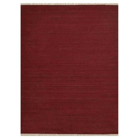 Glitzy Rugs UBSD00111H00Y26A15 8 ft. x 10 ft. Hand Woven Flat Weave Solid Kilim Wool Area Rug, Dark Red