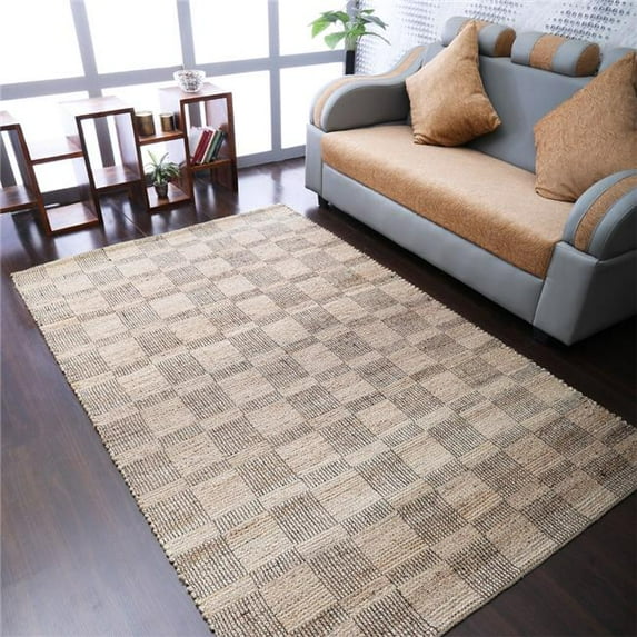 Glitzy Rugs UBSJ00092W00X04A9 5 x 8 ft. Hand Woven Jute Oriental Rectangle Area Rug, Light Brown