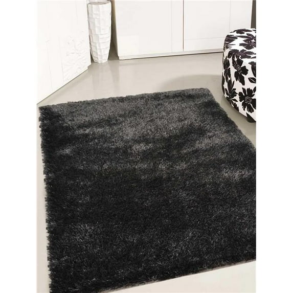Glitzy Rugs UBSK00111T0002A11 6 x 9 ft. Hand Tufted Shag Polyester Solid Rectangle Area Rug, Black