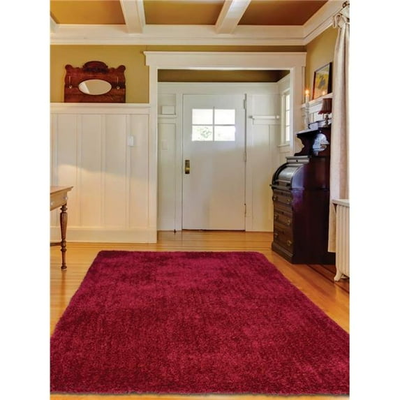 Glitzy Rugs UBSK00111T0007A11 6 x 9 ft. Hand Tufted Shag Polyester Solid Area Rug, Dark Pink