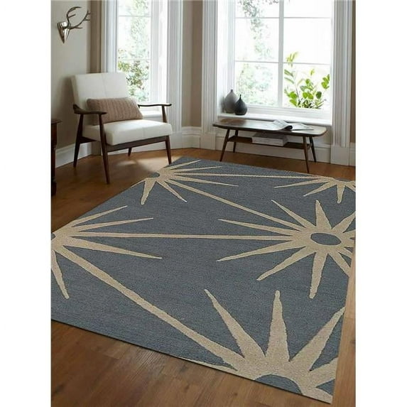 Glitzy Rugs UBSK00202T0631A9 5 x 8 ft. UBSK00202 Hand Tufted Wool Geometric Area Rug, Charcoal & White