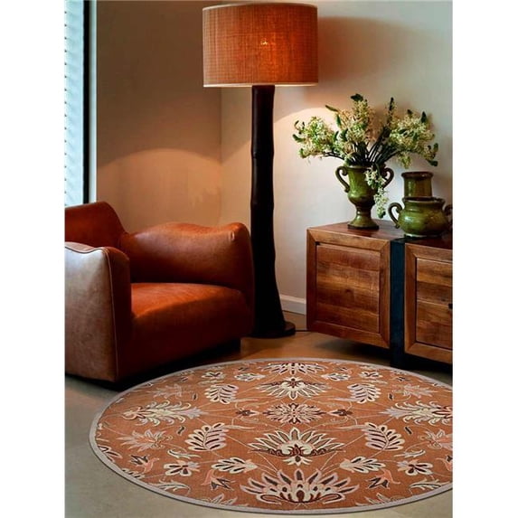 Glitzy Rugs UBSK00268T0015B8 8 x 8 ft. Hand Tufted Wool Oriental Round Rug, Orange