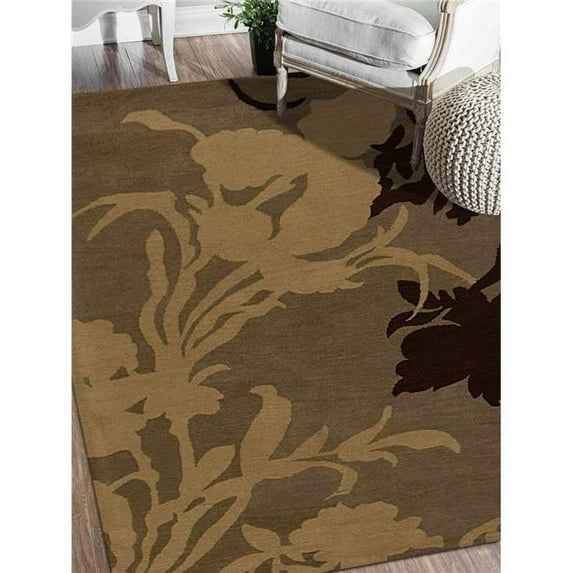 Glitzy Rugs UBSK00511T1431A9 5 x 8 ft. Hand Tufted Wool Floral Area Rug, Gray & White