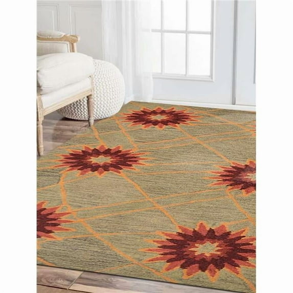 Glitzy Rugs UBSK00720T0009A9 5 x 8 ft. Hand Tufted Wool Floral Rectangle Area Rug, Cream
