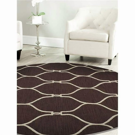 Glitzy Rugs UBSK01004T0401B8 8 x 8 ft. Hand Tufted Wool Geometric Round Area Rug, Brown & Beige