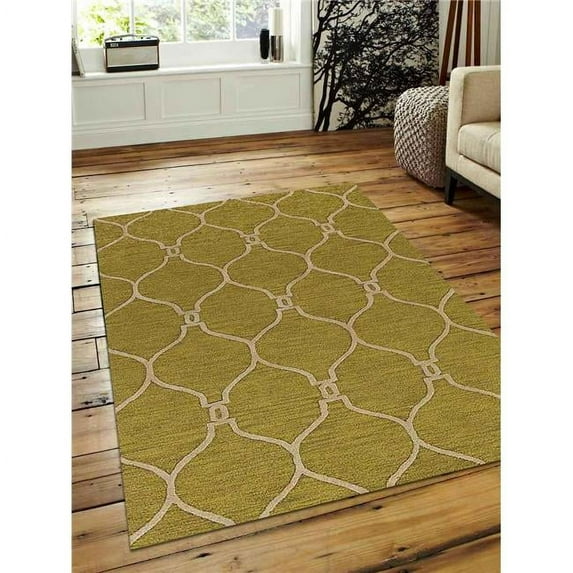 Glitzy Rugs UBSK01004T1301A9 5 x 8 ft. Hand Tufted Wool Geometric Rectangle Area Rug, Green & Beige