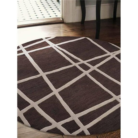 Glitzy Rugs UBSK02001T0004B8 8 x 8 ft. Hand Tufted Wool Round Geometric Area Rug, Brown