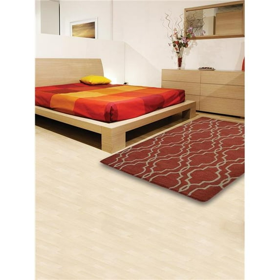 Glitzy Rugs UBSK09014T2601A16 8 x 11 ft. Hand Tufted Wool Geometric Rectangle Area Rug, Red & Beige