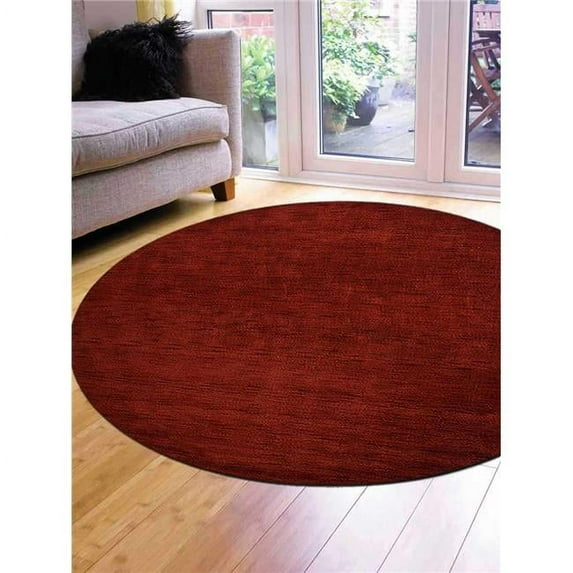 Glitzy Rugs UBSL00111L0026B8 8 x 8 ft. Hand Knotted Gabbeh Wool Solid Round Area Rug, Red