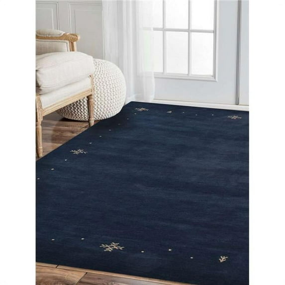 Glitzy Rugs UBSL00516L0003A15 8 x 10 ft. Contemporary Hand Knotted Gabbeh Wool Rectangular Area Rug, Blue