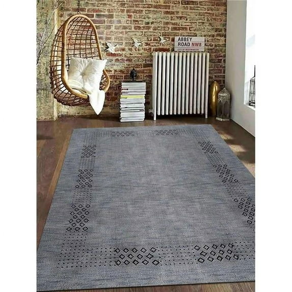 Glitzy Rugs UBSL00530L00X03A15 8 x 10 ft. Hand Knotted Gabbeh Wool Contemporary Rectangle Area Rug, Light Blue