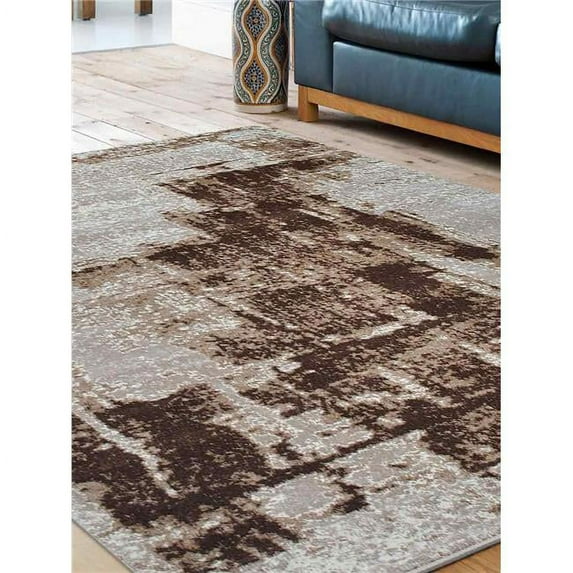 Glitzy Rugs UBSM00002M0001A51 4 ft. 4 in. x 6 ft. 4 in. Machine Woven Heatset Polypropylene Contemporary Rectangle Area Rug, Beige