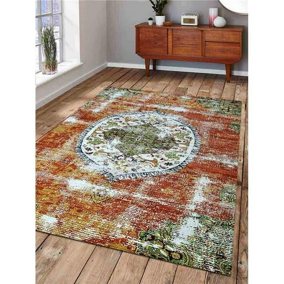 Glitzy Rugs UBSM00044M0140A9 5 x 8 ft. Machine Woven Heatset Polypropylene Oriental Rectangle Area Rug, Beige & Caramel
