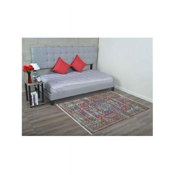 Glitzy Rugs UBSM00060C0000A17 9 x 12 ft. Machine Woven Crossweave Polyester Oriental Rectangle Area Rug, Multi Color