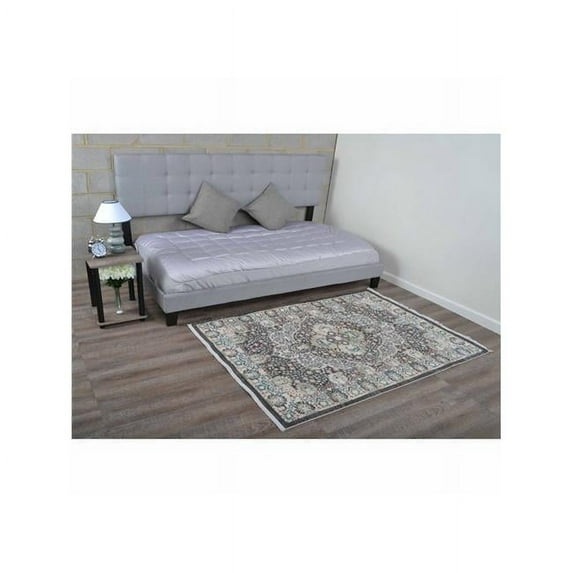 Glitzy Rugs UBSM00094M0102A95 5 ft. x 7 ft. 10 in. Machine Woven Crossweave Polyester Oriental Rectangle Area Rug, Beige & Black