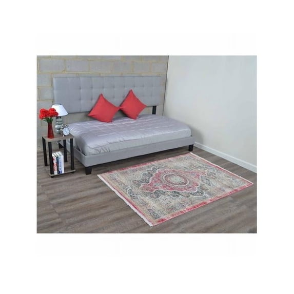 Glitzy Rugs UBSM00103M0226A94 4 ft. x 5 ft. 11 in. Machine Woven Crossweave Polyester Oriental Rectangle Area Rug, Black & Red