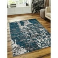thumbnail image 1 of Glitzy Rugs UBSMX0017M3203A18 10 x 13 ft. Machine Woven Heatset Polypropylene Floral Rectangle Area Rug, Silver & Blue, 1 of 1