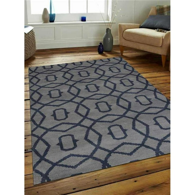 Glitzy Rugs UBSN00533KX0303A15 8 x 10 ft. Hand Knotted Wool Geometric Rectangle Area Rug, Light Blue & Blue