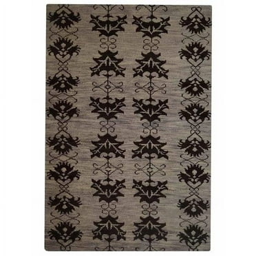 Glitzy Rugs UBSN00921K0004A11 6 x 9 ft. Hand Knotted Wool Floral Rectangle Area Rug, Brown