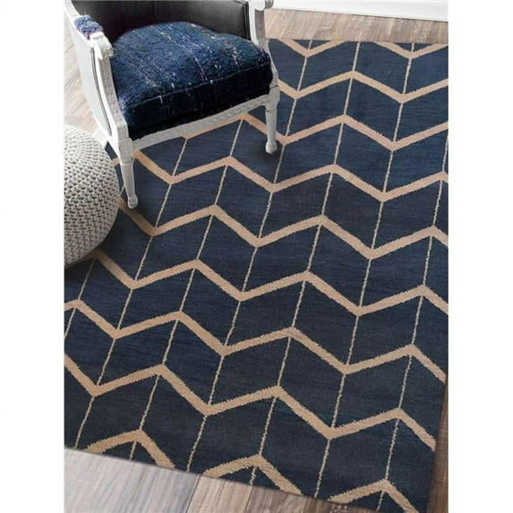 Glitzy Rugs UBSN01052K0301A15 8 x 10 ft. Hand Knotted Wool Geometric Rectangle Area Rug, Blue & Beige