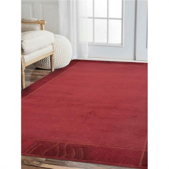 Glitzy Rugs UBST00206K00Y26A16 8 x 11 ft. Hand Knotted Tibbati Wool Contemporary Rectangle Area Rug, Dark Red