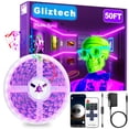 thumbnail image 1 of Gliztech 50FT Black Light Led Strip App Control, Black Light for Glow Party with Remote, Self Adhesive UV Light Strip for Halloween Decor, 24V, 1 of 8