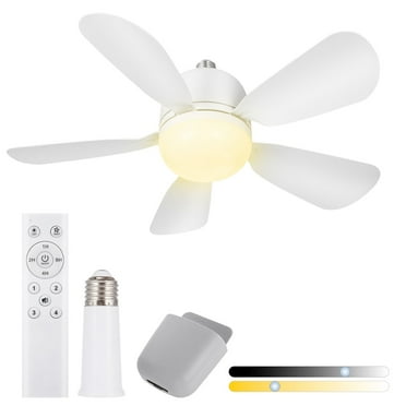 Gliztech Socket Fan Light, Ceiling Fan with Lights and Remote, LED Light Socket Fan for Bathroom, Kitchen, Bedroom, Garage (19'', 1, Pack)