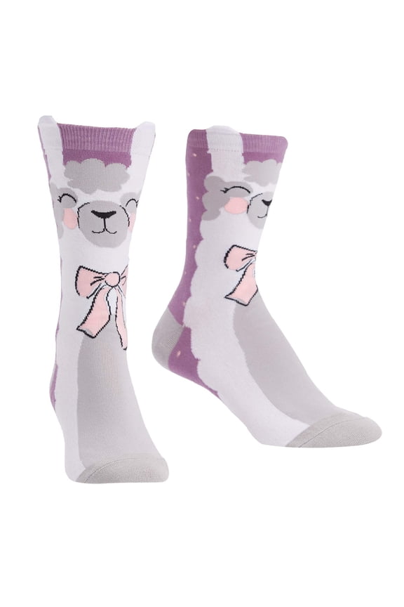 Gllama-rous One Size Fits Most White Ladies Crew Socks