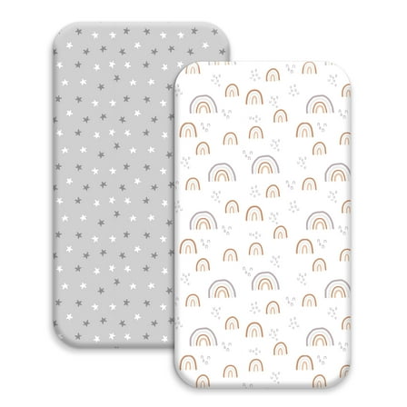 Gllquen Baby 2-Pack Ultra Soft Fitted Microfiber Crib Sheets for Newborn Baby Boys Girls 28" x 52", Rainbows