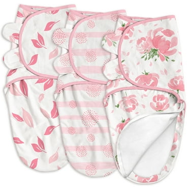 Gllquen Baby 3-Pack Baby Swaddles with Zipper 0-3 Months - Newborn Wearable Sleep Sacks Blanket Wrap for Girls, Pink Floral