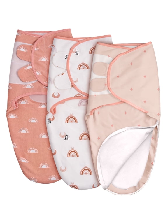 3-Pack Swaddles with Zipper 0-3 Months Newborn Swaddle Sack Blankets Wrap for Baby Girls Boys, Sunrise