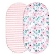 Gllquen Baby 2 Pack Bassinet Sheets Set Cozy Fitted for Newborn Baby Infant Boys Girls 32"X16", Rose Garden