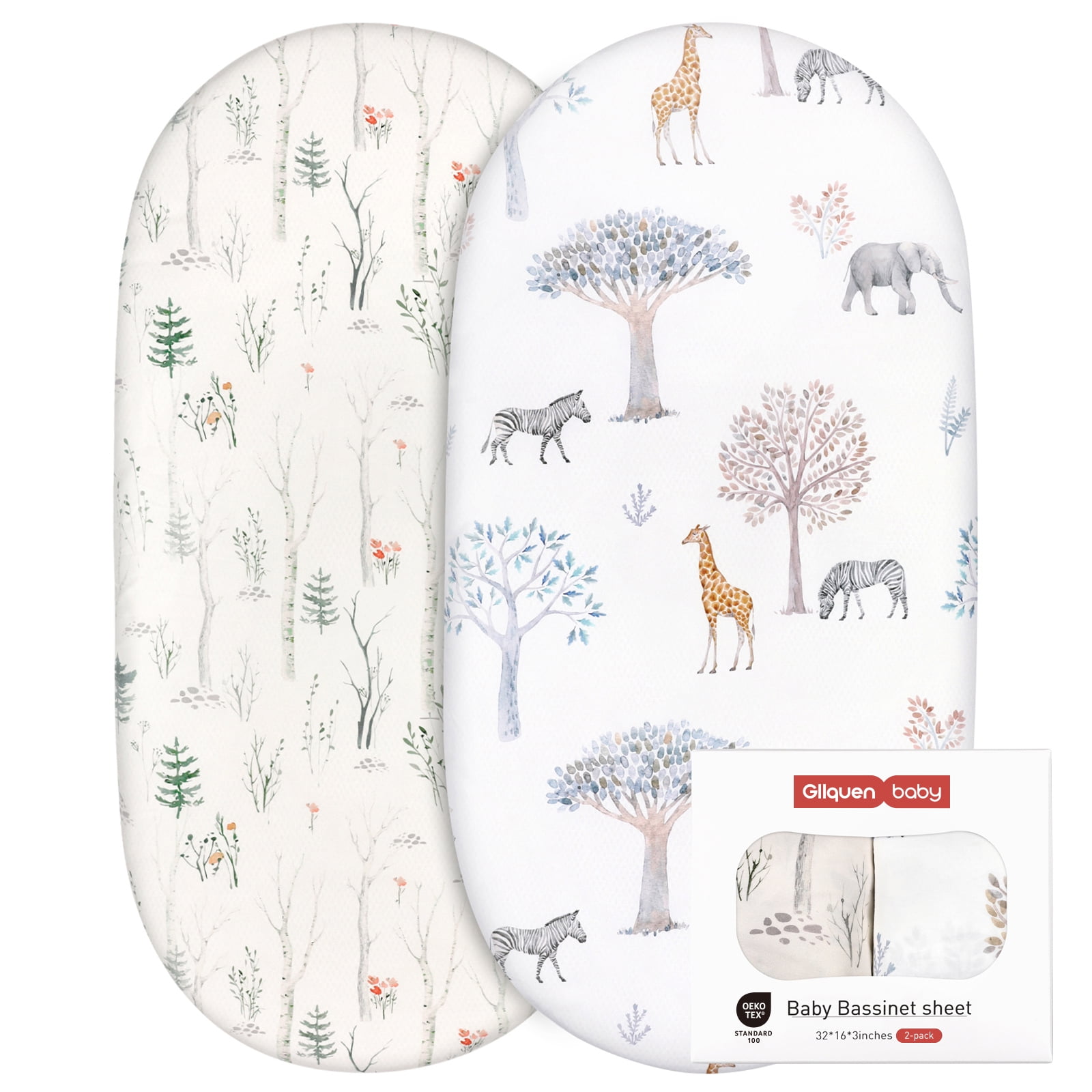 Walmart Deal of "Gllquen Baby Bassinet Crib Bed Cover Set, Breathable Cozy Fitted for Newborn Boy & Girls 32""x 16"", Forest & Animals"