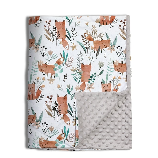 "Gllquen Plush Baby Blanket with Double Layer Dotted Backing, Fox